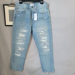 Frame Le Original High Rise Straight Fit Button Fly Denim Jeans Daphne‎ Mend 29